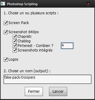 interface de dialogue du script MultiScript